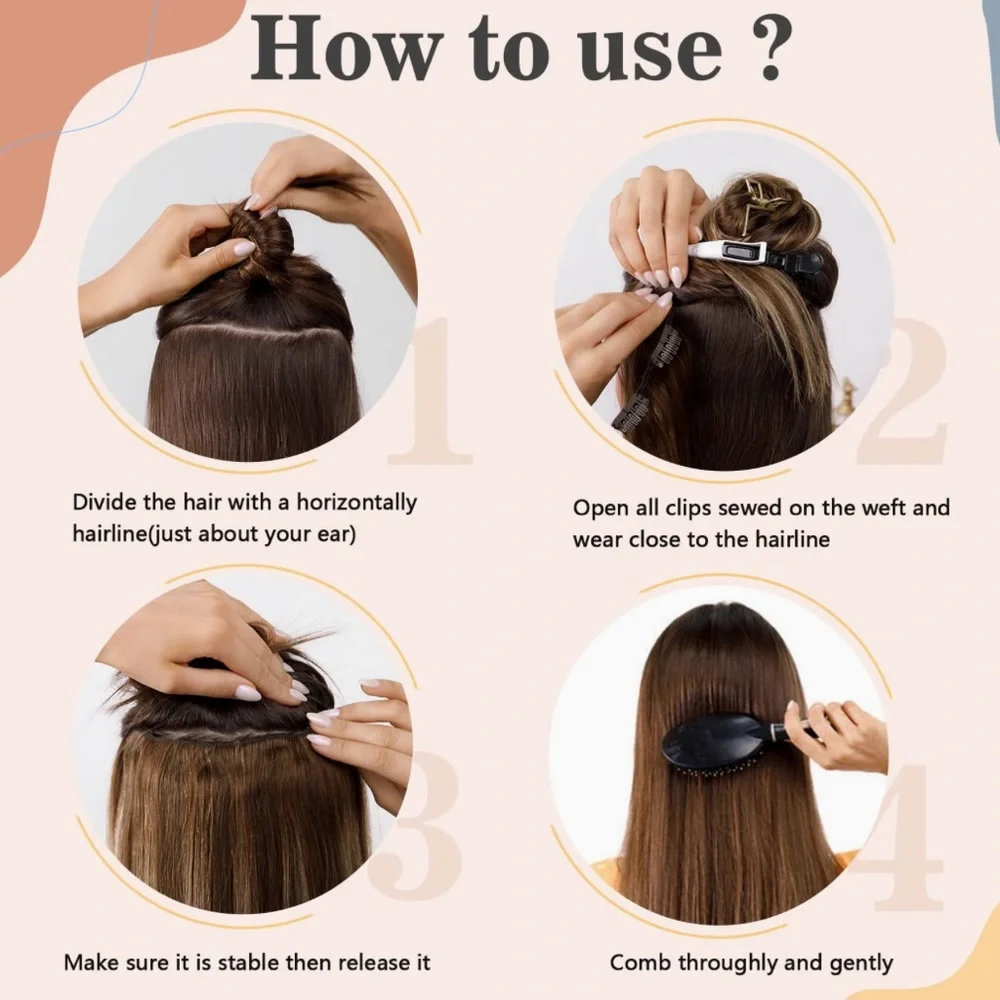 S-noilite Clip-In 100% Real Remy Human Hair Extensions One Piece Weft Clip Brown - Picture 6 of 10